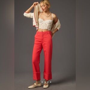 NWT Pilcro Relaxed Cuff Mid-Rise Straight-Leg Jeans in Teaberry